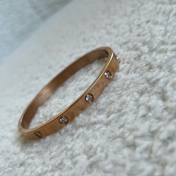 shopbyiandra Jewelry - Stainless Steel RoseGold Love Bracelet with Crystals